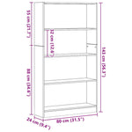 Bokhylle Svart Eik 80X24X143 Cm Konstruert Tre