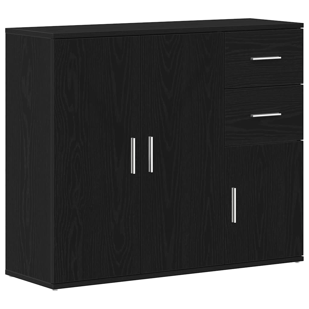Skjenk Svart Eik 91X29,5X75 Cm Konstruert Tre