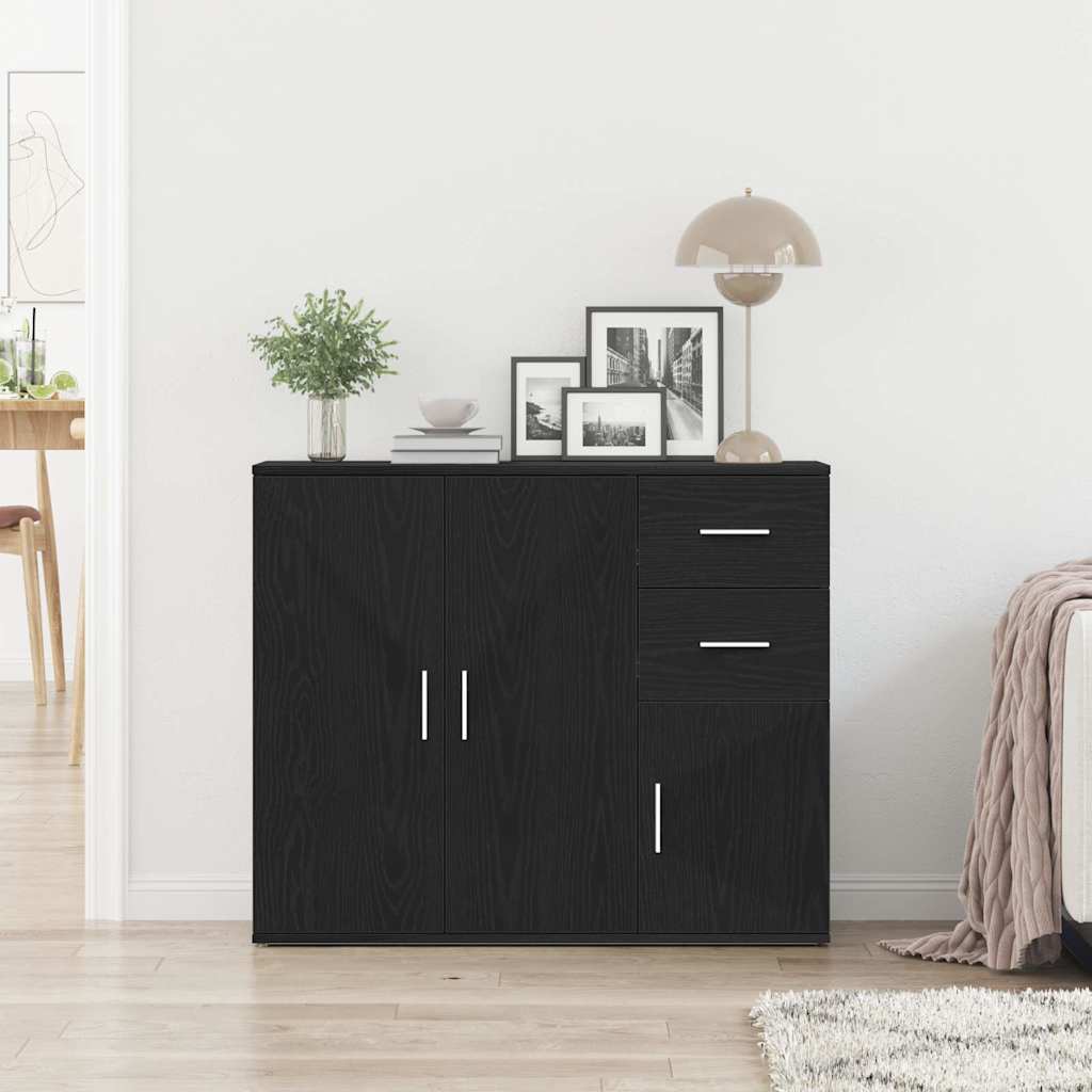 Skjenk Svart Eik 91X29,5X75 Cm Konstruert Tre