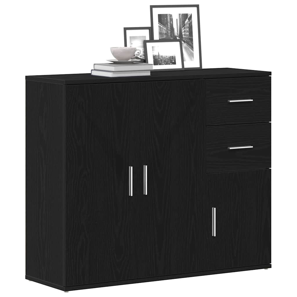 Skjenk Svart Eik 91X29,5X75 Cm Konstruert Tre