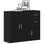 Skjenk Svart Eik 91X29,5X75 Cm Konstruert Tre