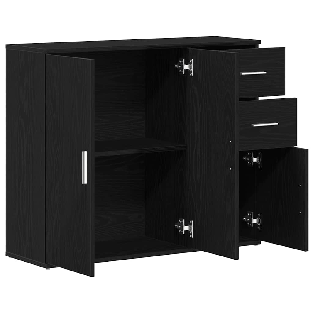 Skjenk Svart Eik 91X29,5X75 Cm Konstruert Tre