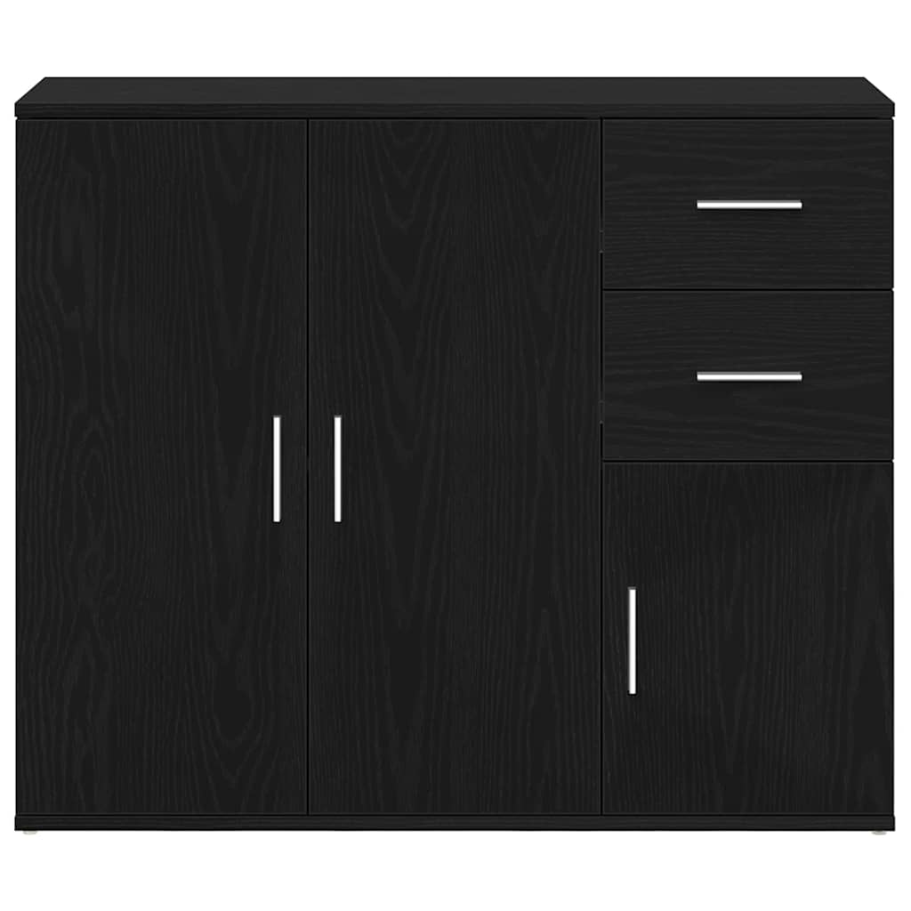 Skjenk Svart Eik 91X29,5X75 Cm Konstruert Tre