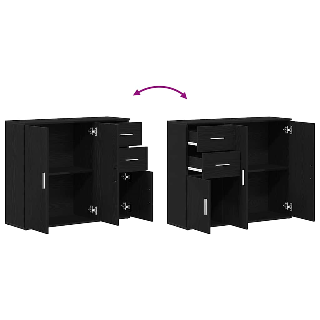 Skjenk Svart Eik 91X29,5X75 Cm Konstruert Tre