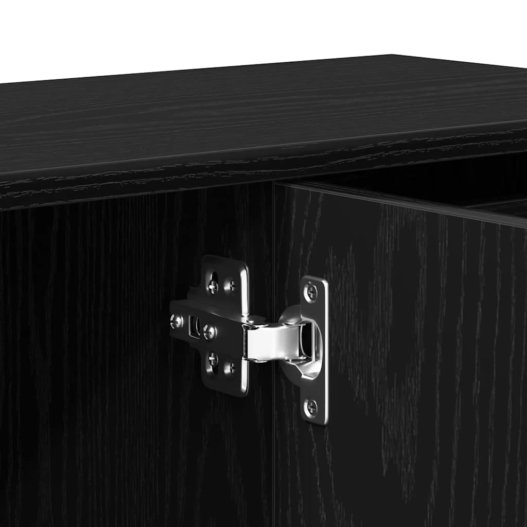 Skjenk Svart Eik 91X29,5X75 Cm Konstruert Tre