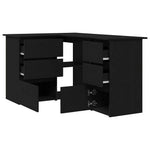 Skrivebord Med Skuff Svart Eik 145 X 100 X 76 Cm Konstruert Tre