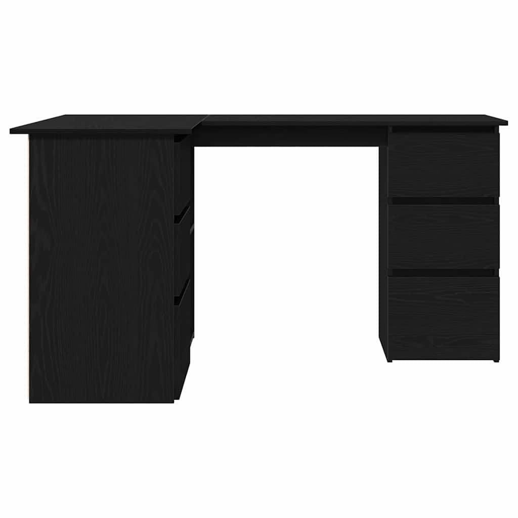 Skrivebord Med Skuff Svart Eik 145 X 100 X 76 Cm Konstruert Tre