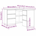 Skrivebord Med Skuff Svart Eik 145 X 100 X 76 Cm Konstruert Tre