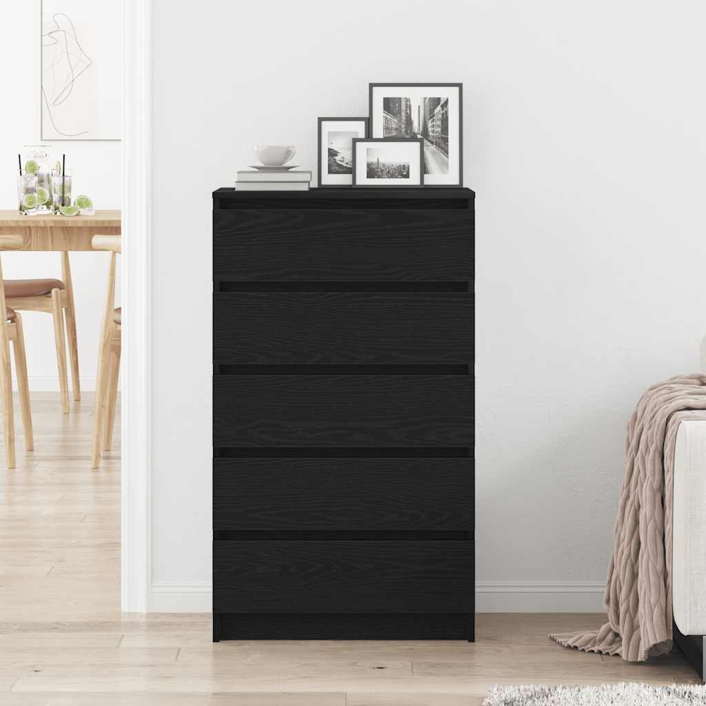 Kommode Svart Eik 60X36X103 Cm Konstruert Tre