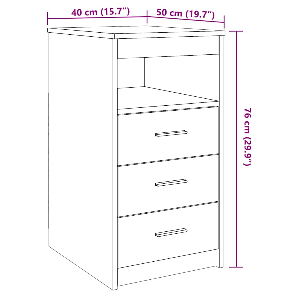 Kommode Svart Eik 40X50X76 Cm Konstruert Tre