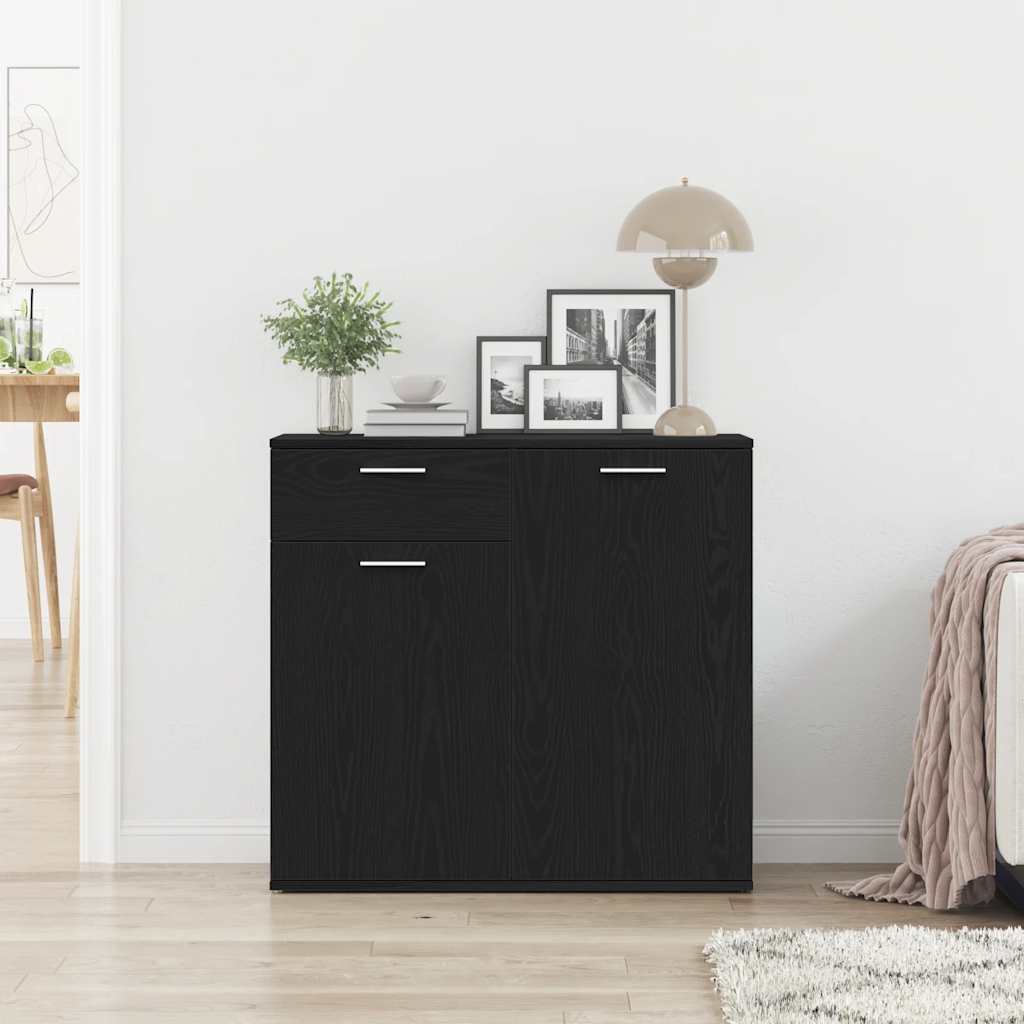 Skjenk Svart Eik 80X36X75 Cm Konstruert Tre