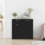 Skjenk Svart Eik 80X36X75 Cm Konstruert Tre