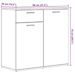Skjenk Svart Eik 80X36X75 Cm Konstruert Tre