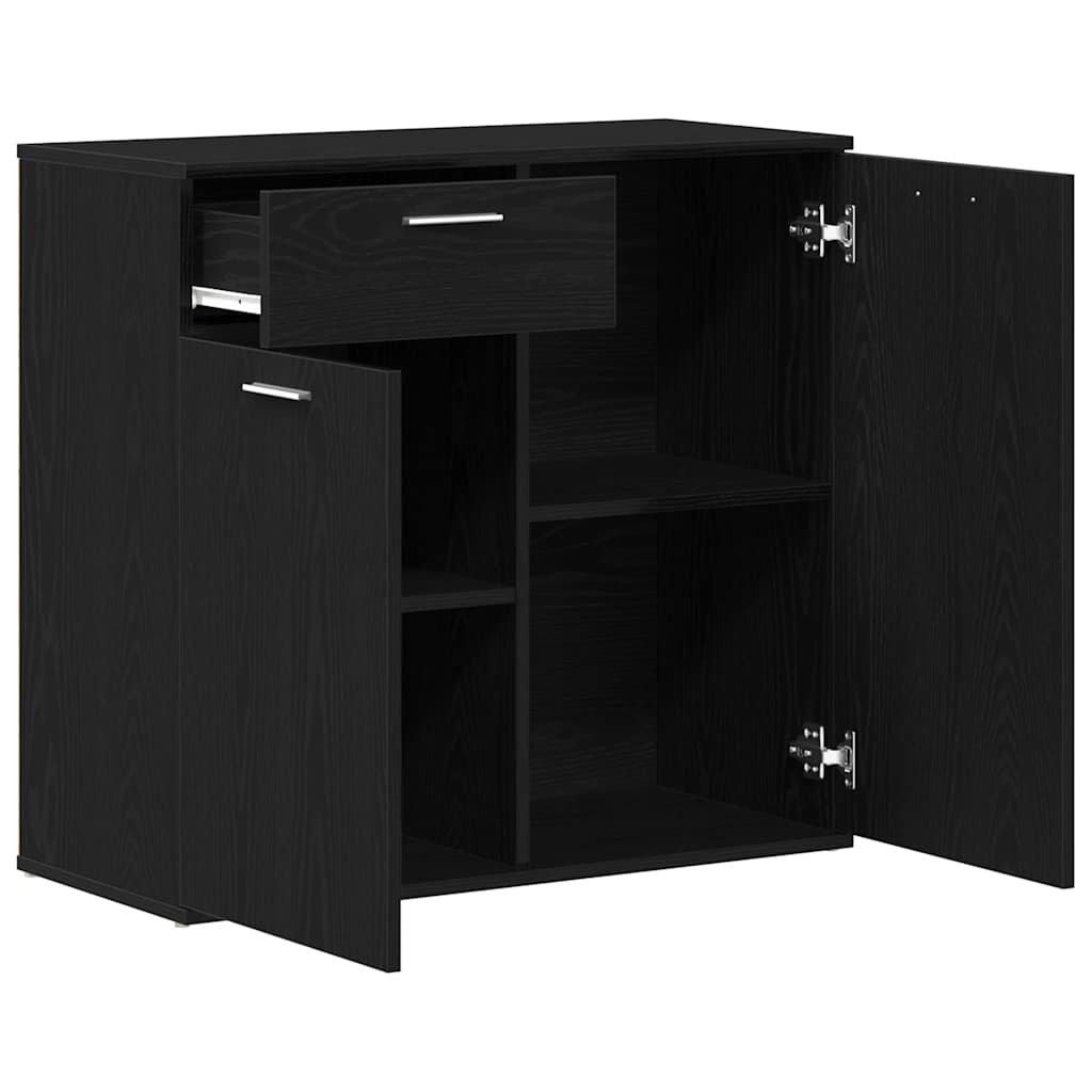 Skjenk Svart Eik 80X36X75 Cm Konstruert Tre