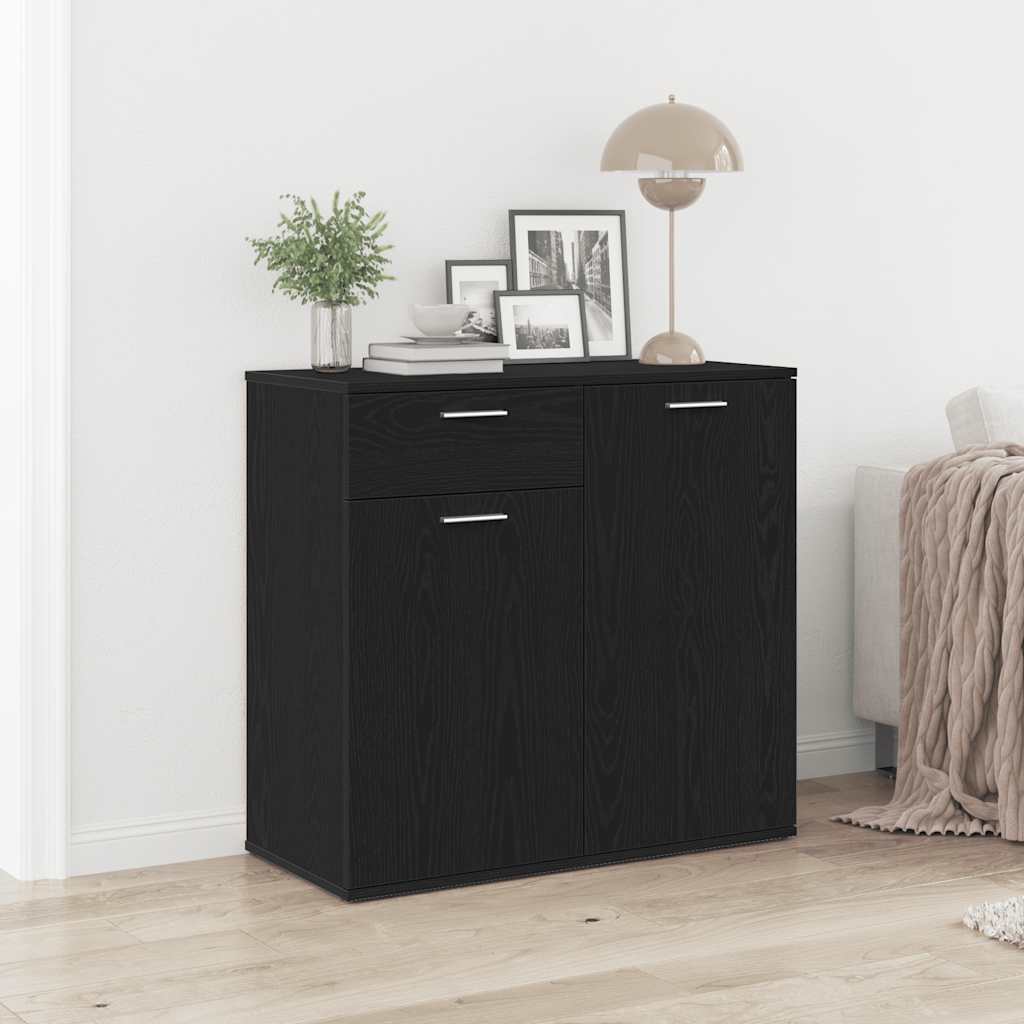 Skjenk Svart Eik 80X36X75 Cm Konstruert Tre