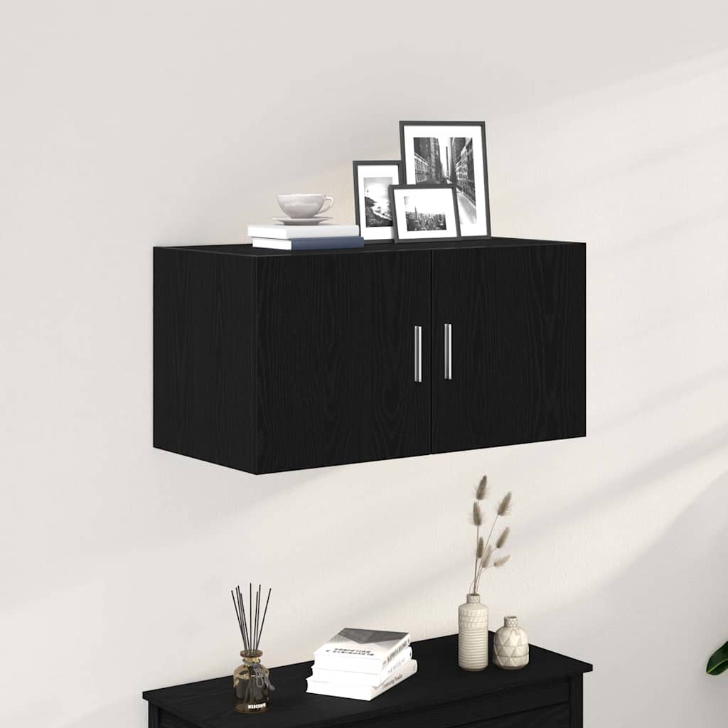 Veggskap Svart Eik 80X39X40 Cm Konstruert Tre