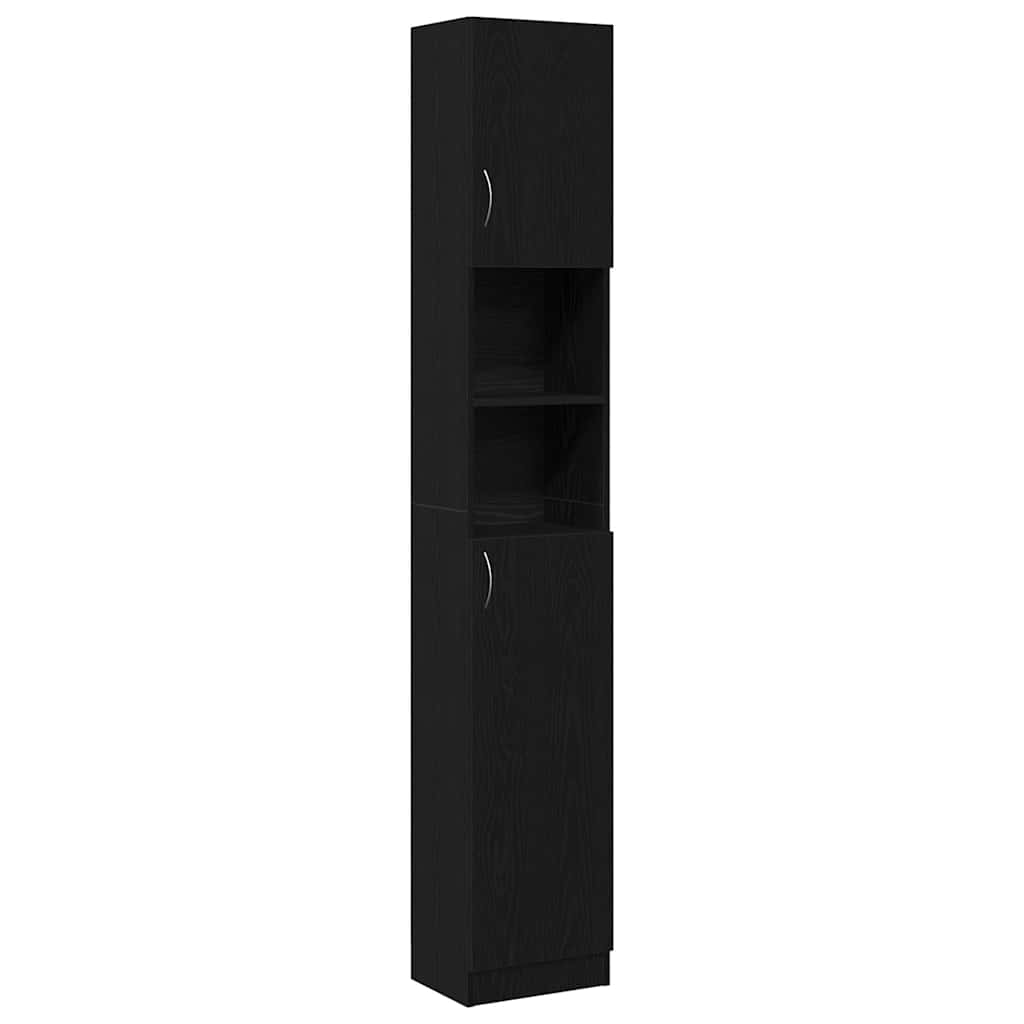 Baderomsskap Svart Eik 32X25,5X190 Cm Konstruert Tre