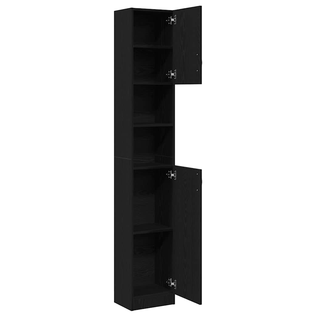 Baderomsskap Svart Eik 32X25,5X190 Cm Konstruert Tre