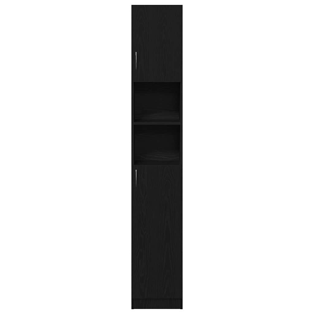 Baderomsskap Svart Eik 32X25,5X190 Cm Konstruert Tre