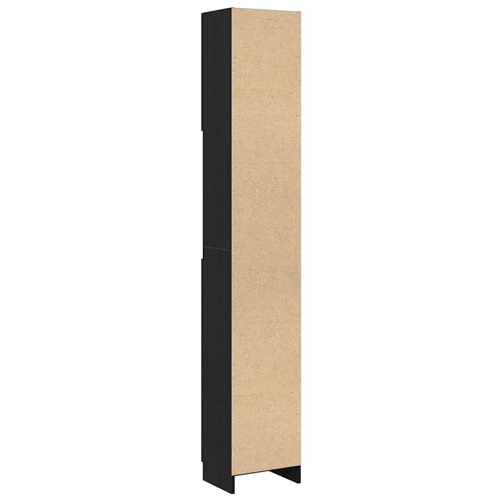 Baderomsskap Svart Eik 32X25,5X190 Cm Konstruert Tre
