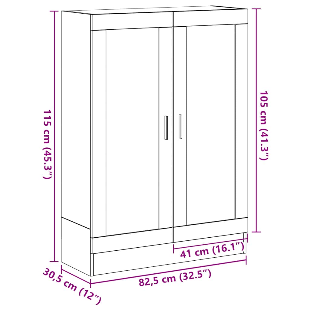 Bokhylle Svart Eik 82,5X30,5X115 Cm Konstruert Tre
