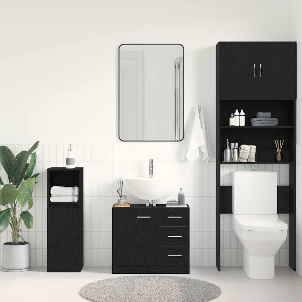 Servantskap Svart Eik 63X30X54 Cm Konstruert Tre
