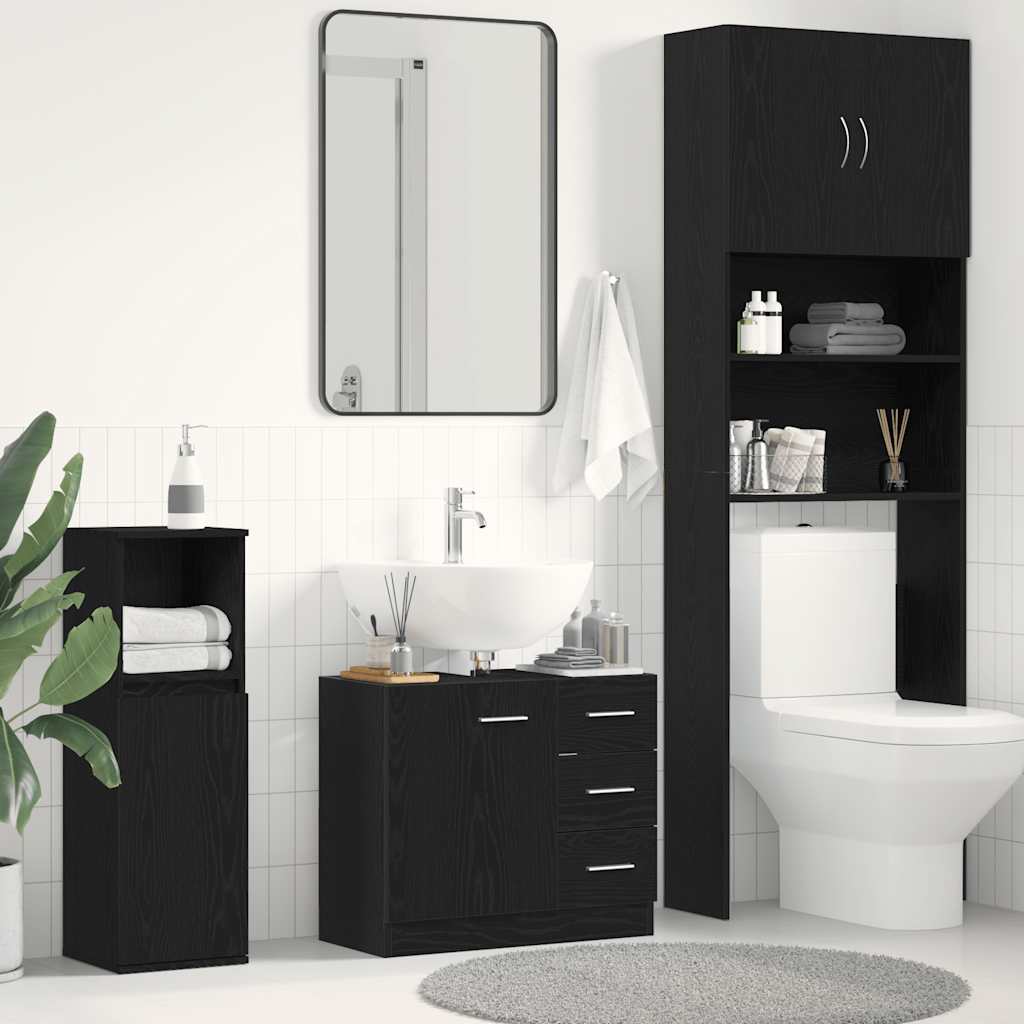 Servantskap Svart Eik 63X30X54 Cm Konstruert Tre