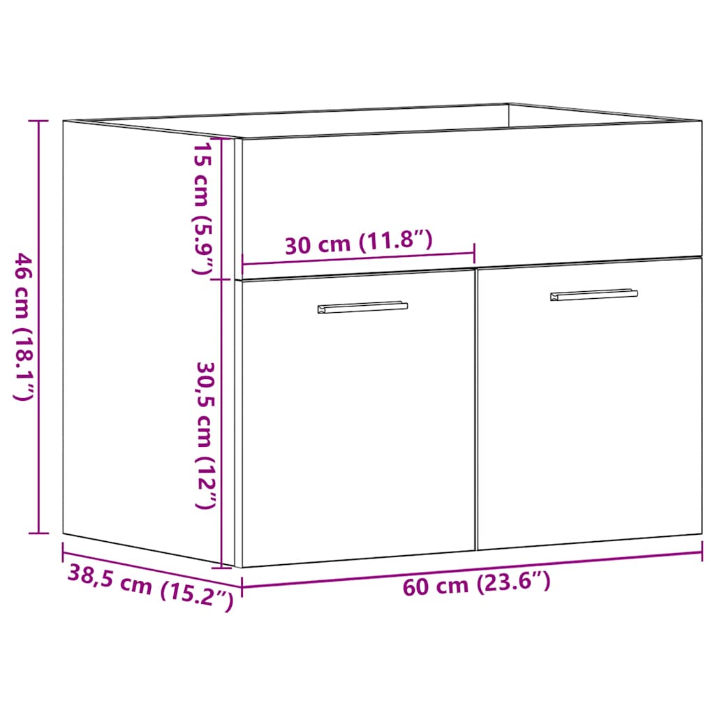 Servantskap Artisan Eik 60X38,5X46 Cm Konstruert Tre