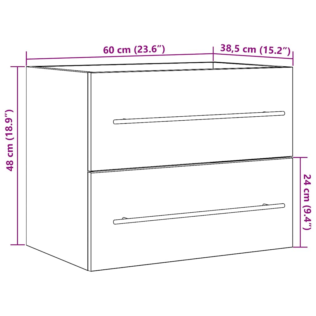 Badeservantskap Svart Eik 60X38,5X48 Cm Konstruert Tre