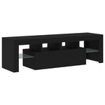 Tv-Benk Med Led-Lys Svart Eik 140X36,5X40 Cm Konstruert Tre