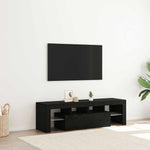 Tv-Benk Med Led-Lys Svart Eik 140X36,5X40 Cm Konstruert Tre