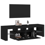 Tv-Benk Med Led-Lys Svart Eik 140X36,5X40 Cm Konstruert Tre