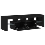 Tv-Benk Med Led-Lys Svart Eik 140X36,5X40 Cm Konstruert Tre