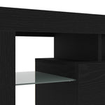 Tv-Benk Med Led-Lys Svart Eik 140X36,5X40 Cm Konstruert Tre