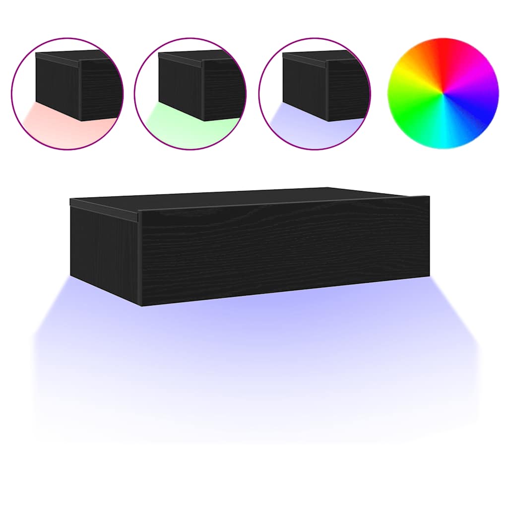 Tv-Skap Med Led-Lys Svart Eik 60X35X15,5 Cm