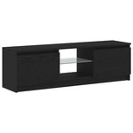 Tv-Benk Med Led-Lys Svart Eik 120X30X36 Cm Konstruert Tre