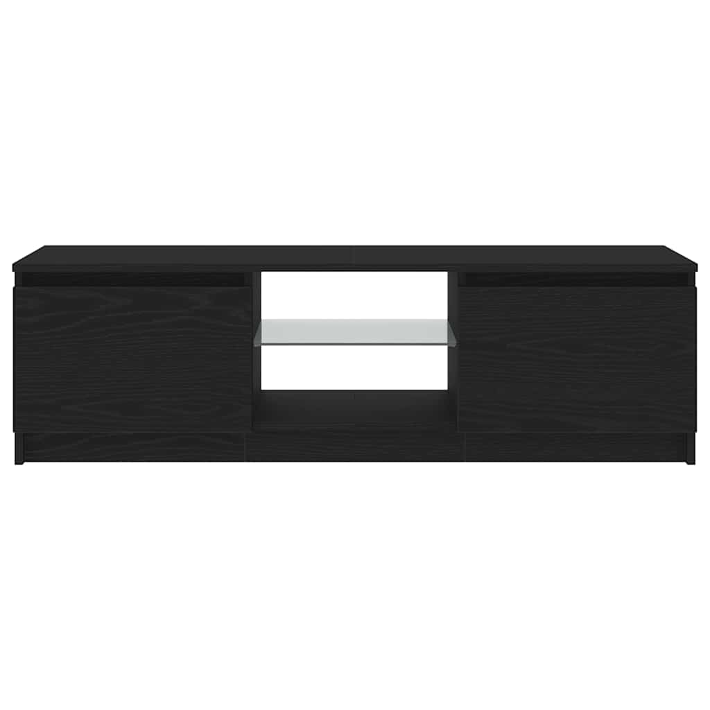 Tv-Benk Med Led-Lys Svart Eik 120X30X36 Cm Konstruert Tre