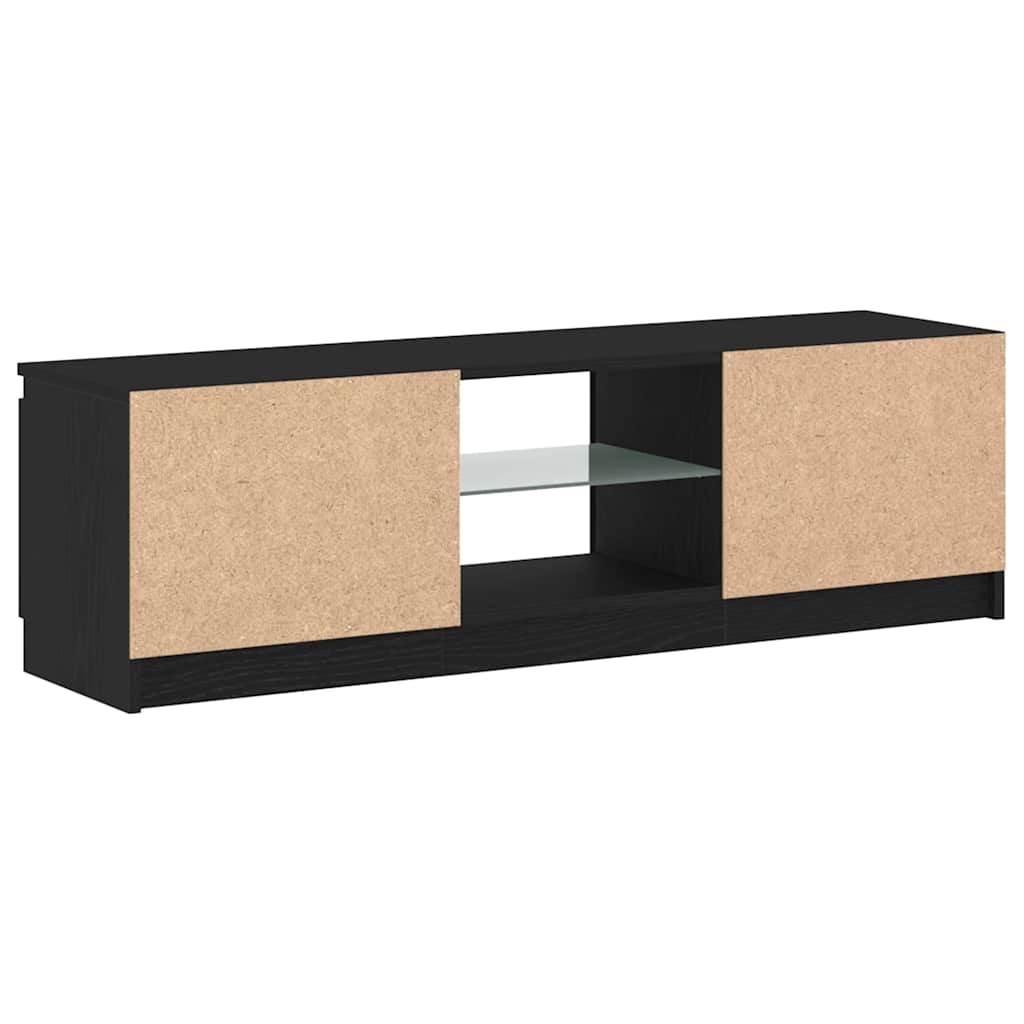 Tv-Benk Med Led-Lys Svart Eik 120X30X36 Cm Konstruert Tre
