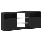 Tv-Benk Med Led-Lys Svart Eik 120X30X50 Cm Konstruert Tre