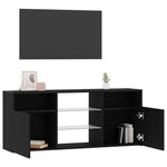 Tv-Benk Med Led-Lys Svart Eik 120X30X50 Cm Konstruert Tre