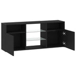 Tv-Benk Med Led-Lys Svart Eik 120X30X50 Cm Konstruert Tre