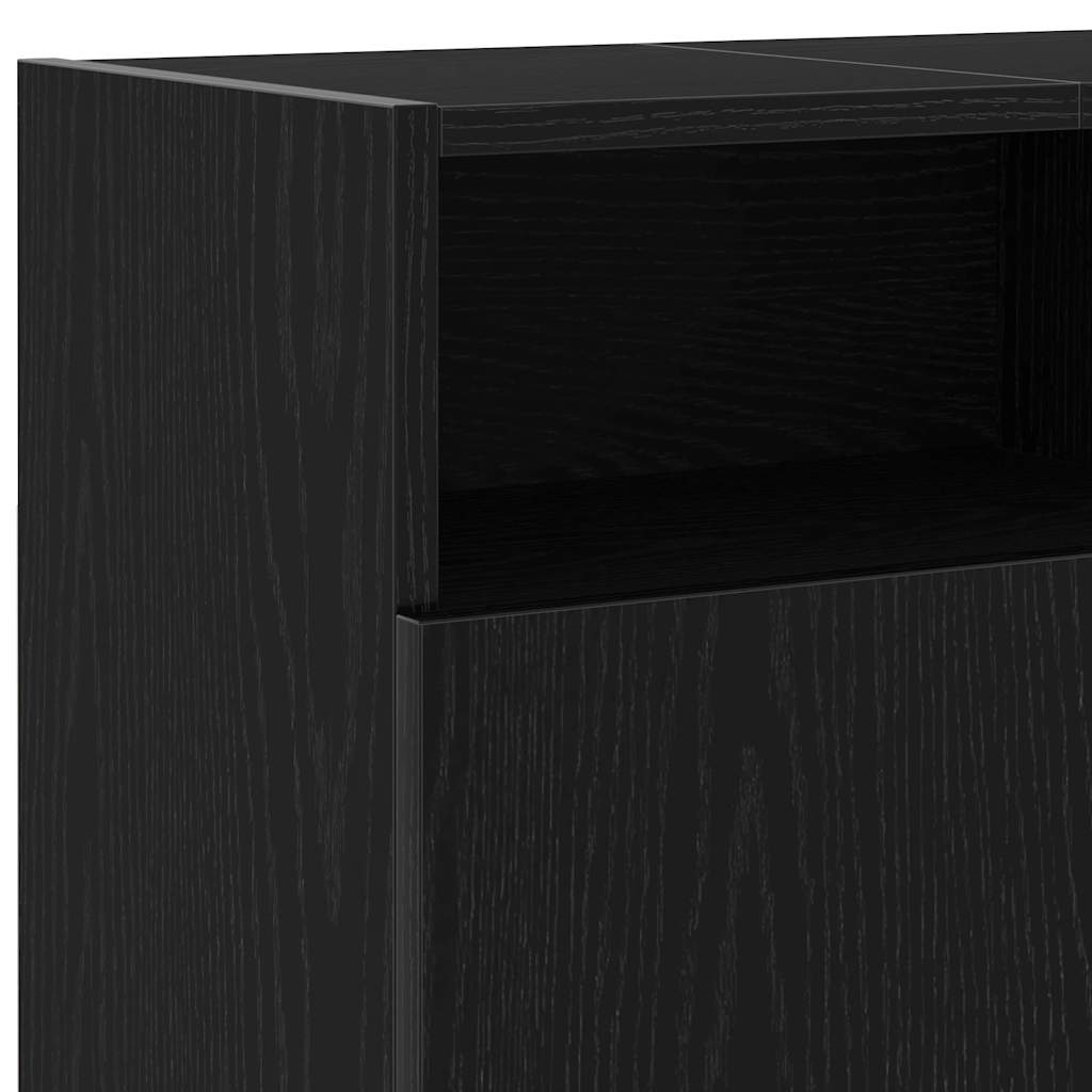 Tv-Benk Med Led-Lys Svart Eik 120X30X50 Cm Konstruert Tre