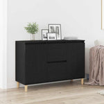 Serviesskap Med Skuff Svart 102 X 35 X 60 Cm Konstruert Tre