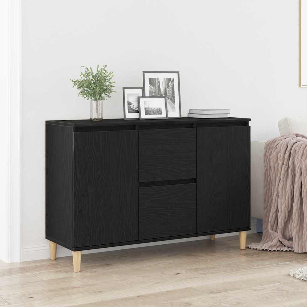 Serviesskap Med Skuff Svart 102 X 35 X 60 Cm Konstruert Tre
