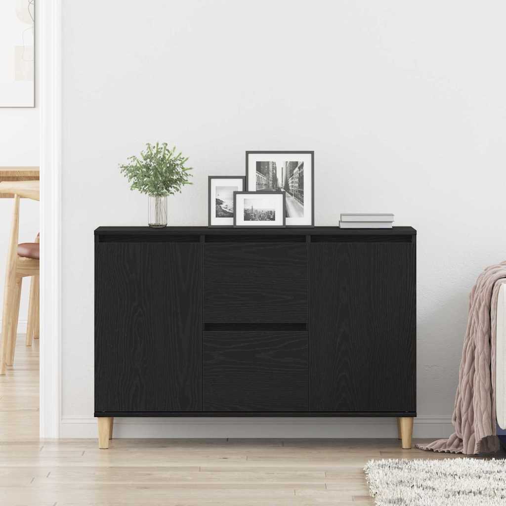 Serviesskap Med Skuff Svart 102 X 35 X 60 Cm Konstruert Tre