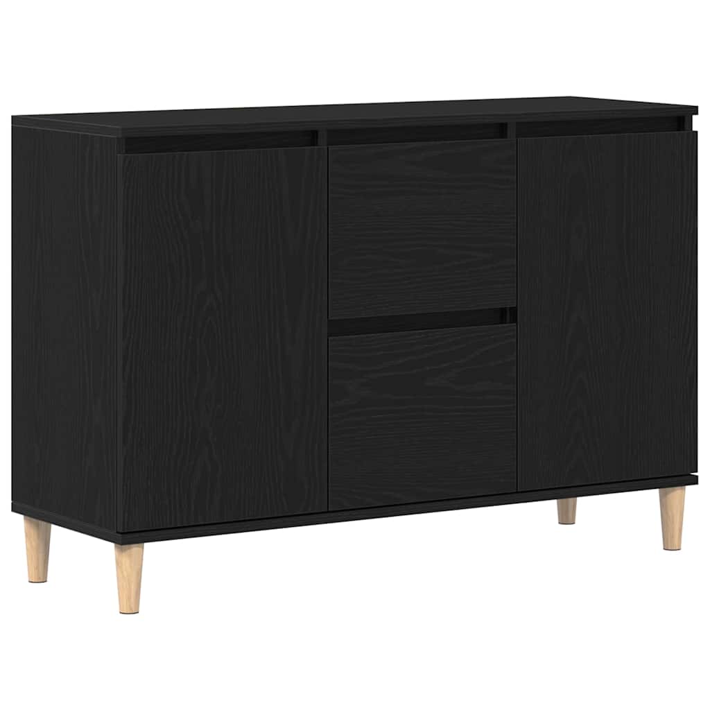 Serviesskap Med Skuff Svart 102 X 35 X 60 Cm Konstruert Tre