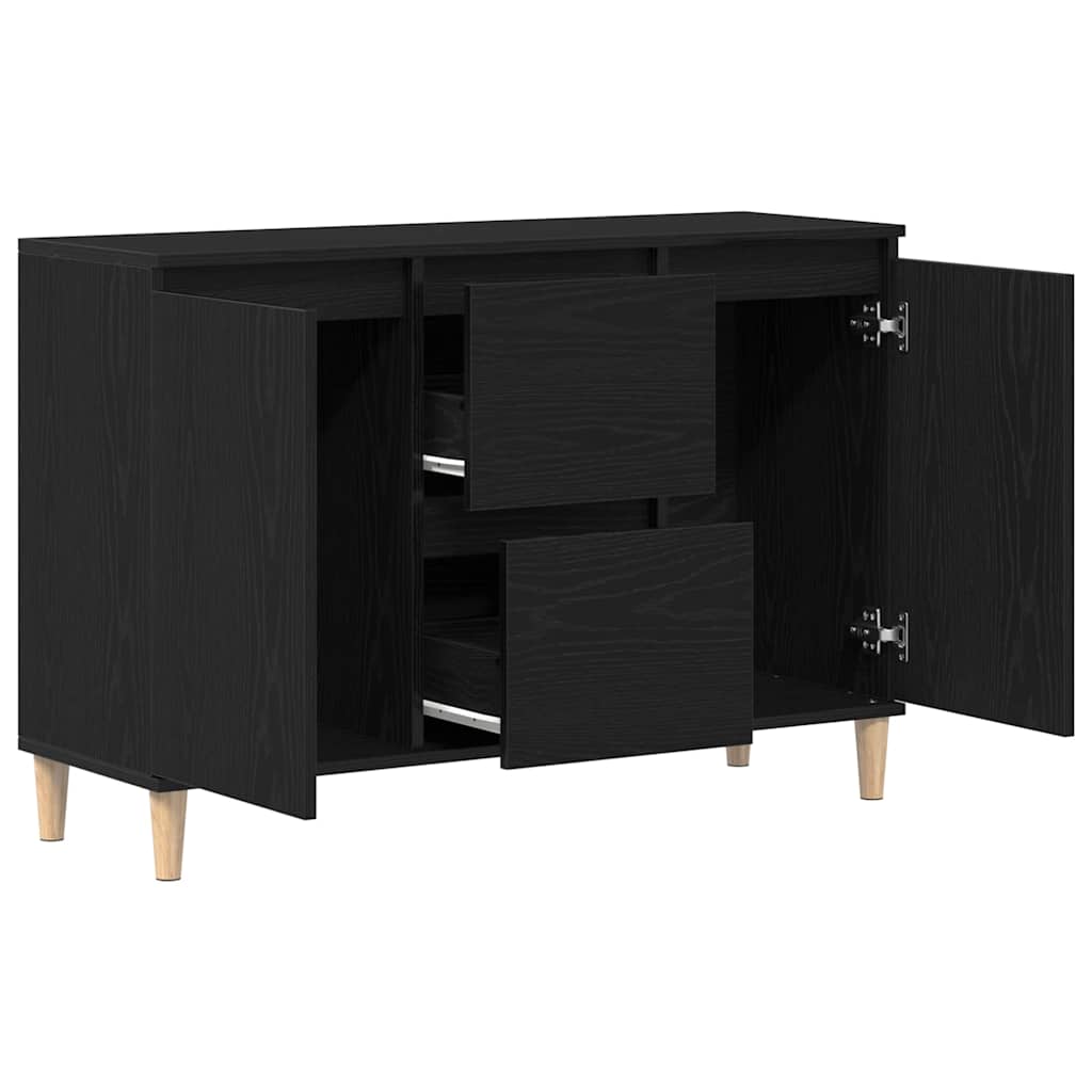 Serviesskap Med Skuff Svart 102 X 35 X 60 Cm Konstruert Tre