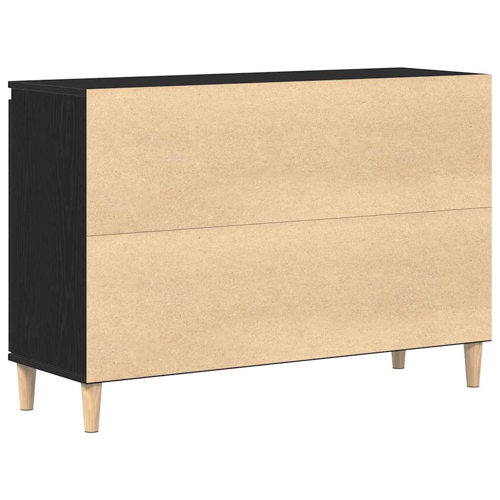 Serviesskap Med Skuff Svart 102 X 35 X 60 Cm Konstruert Tre