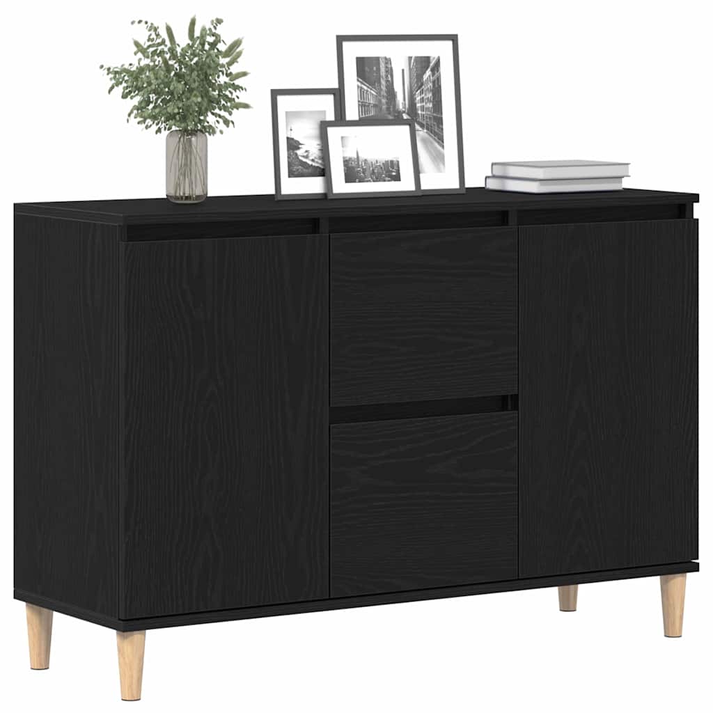 Serviesskap Med Skuff Svart 102 X 35 X 60 Cm Konstruert Tre