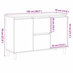 Serviesskap Med Skuff Svart 102 X 35 X 60 Cm Konstruert Tre